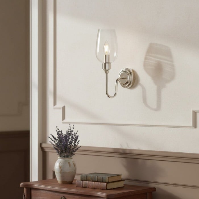 Applique murale Clarione Art Déco avec abat-jour en verre transparent - Design moderne en métal pour couloirs HL2112