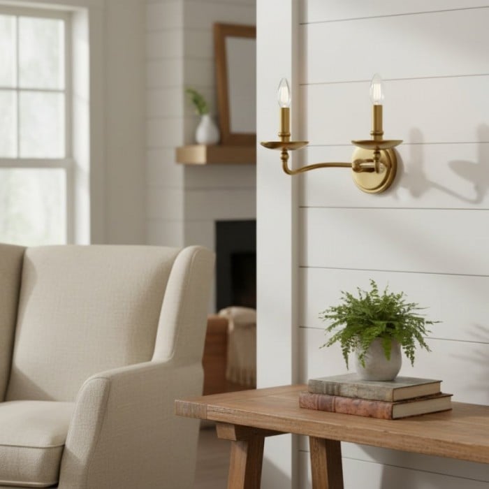 Applique murale Tela Classic en fer forgé à bras articulé - Luminaire rustique en métal, simple ou double, pour couloir et