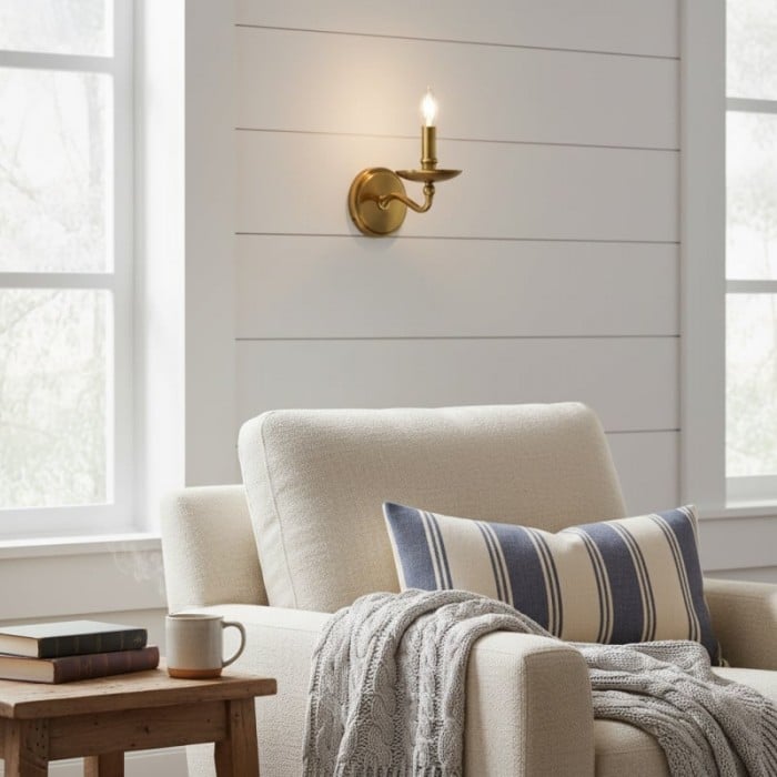 Applique murale Tela Classic en fer forgé à bras articulé - Luminaire rustique en métal, simple ou double, pour couloir et