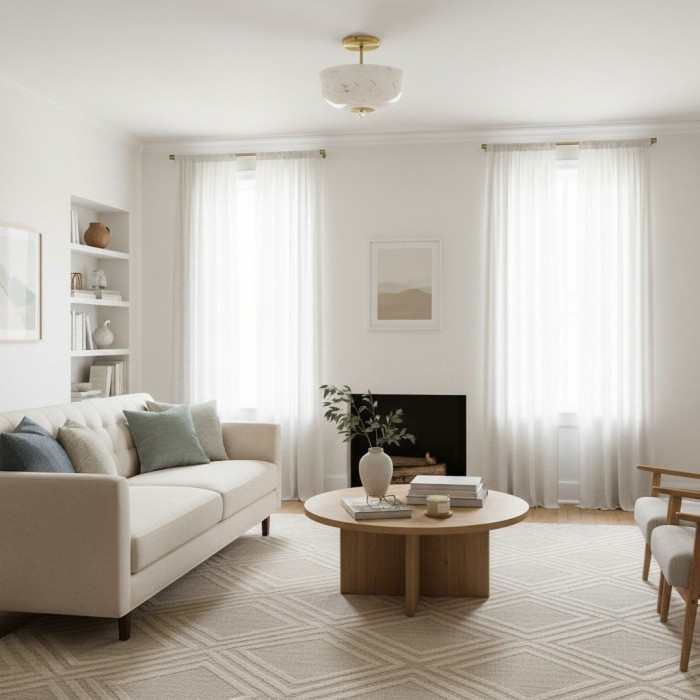 Clea Rounded Glass Flush Mount - Dotted Shade for Bedroom and Hallway Lighting HL1892