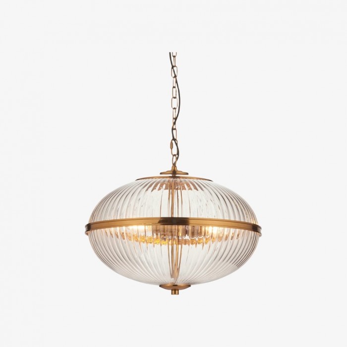 Luntra Moderne hanglamp met meerdere lichtpunten en getextureerd glas voor slaapkamers en gangen HL2147