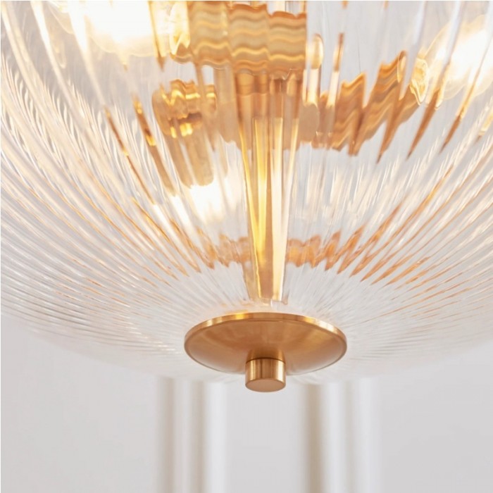 Luntra Moderne hanglamp met meerdere lichtpunten en getextureerd glas voor slaapkamers en gangen HL2147