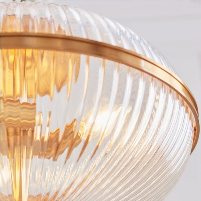 Luntra Moderne hanglamp met meerdere lichtpunten en getextureerd glas voor slaapkamers en gangen HL2147