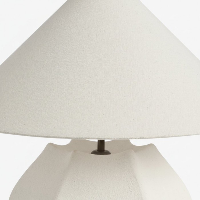 Cordove Table Lamp - Sculptural Ceramic Base and Linen Shade Suitable for Living room, Bedroom or Side Table HL1873