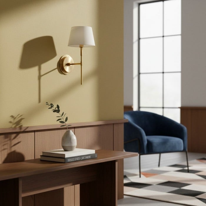 Applique murale Cremaris en métal avec abat-jour en tissu - Applique intemporelle pour éclairage intérieur HL2216