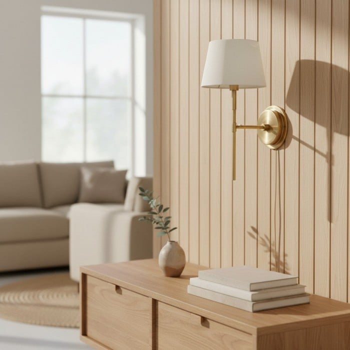 Applique murale Cremaris en métal avec abat-jour en tissu - Applique intemporelle pour éclairage intérieur HL2216