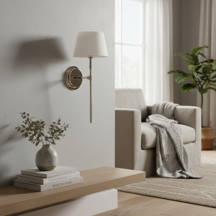 Applique murale Cremaris en métal avec abat-jour en tissu - Applique intemporelle pour éclairage intérieur HL2216