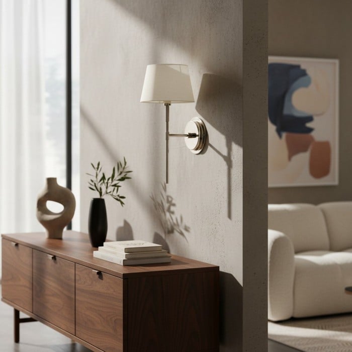 Applique murale Cremaris en métal avec abat-jour en tissu - Applique intemporelle pour éclairage intérieur HL2216