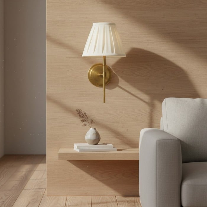 Applique murale Cremaris en métal avec abat-jour en tissu - Applique intemporelle pour éclairage intérieur HL2216