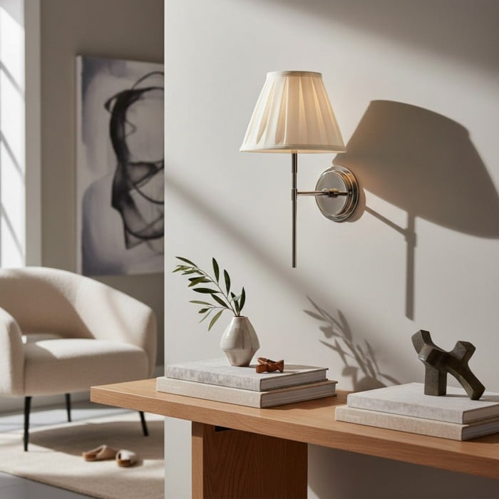 Applique murale Cremaris en métal avec abat-jour en tissu - Applique intemporelle pour éclairage intérieur HL2216