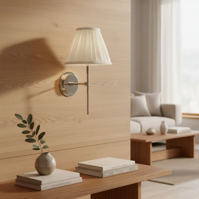 Applique murale Cremaris en métal avec abat-jour en tissu - Applique intemporelle pour éclairage intérieur HL2216