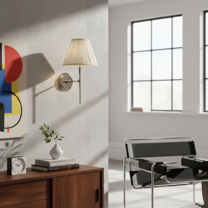 Applique murale Cremaris en métal avec abat-jour en tissu - Applique intemporelle pour éclairage intérieur HL2216