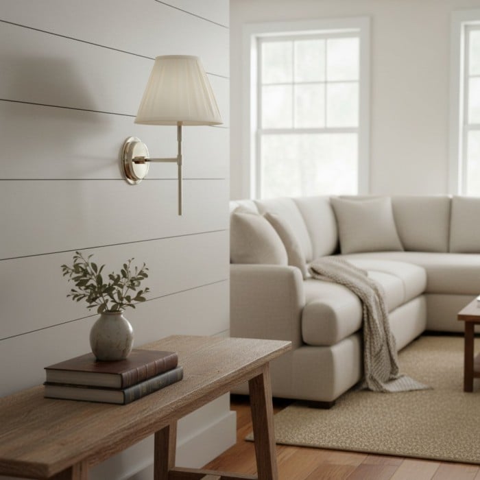 Applique murale Cremaris en métal avec abat-jour en tissu - Applique intemporelle pour éclairage intérieur HL2216