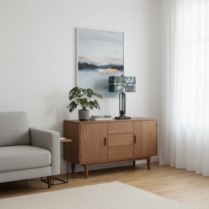 Culletto Stained-Glass Rectangular Table Lamp - Artisan Look for Bedrooms and Hallways HL2195