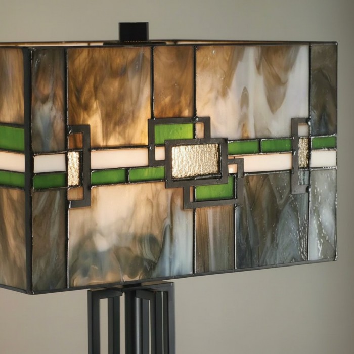Culletto Stained-Glass Rectangular Table Lamp - Artisan Look for Bedrooms and Hallways HL2195