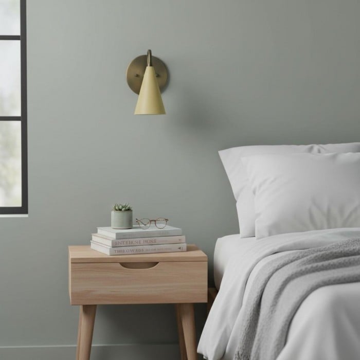 Applique murale Curva en métal avec abat-jour conique - Applique murale vintage en laiton pour entrée ou cage d'escalier HL1967