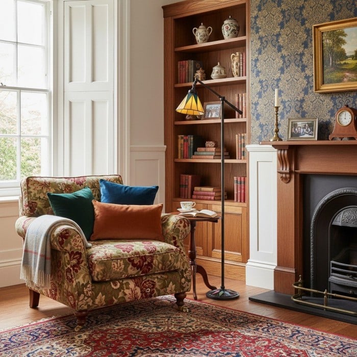 Lampadaire de bureau TF Dark Star Tiffany - Lampe de sol Art Déco en vitrail pour salon HL2249