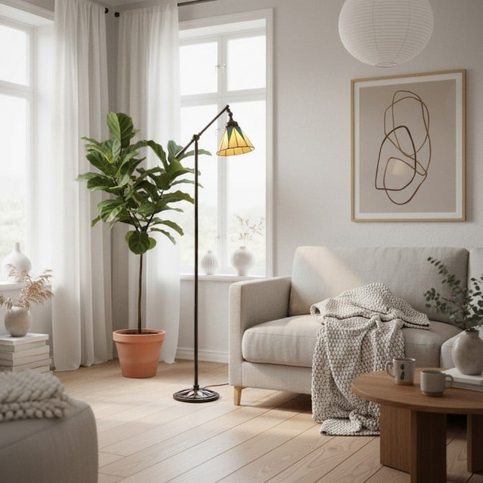 Lampadaire de bureau TF Dark Star Tiffany - Lampe de sol Art Déco en vitrail pour salon HL2249