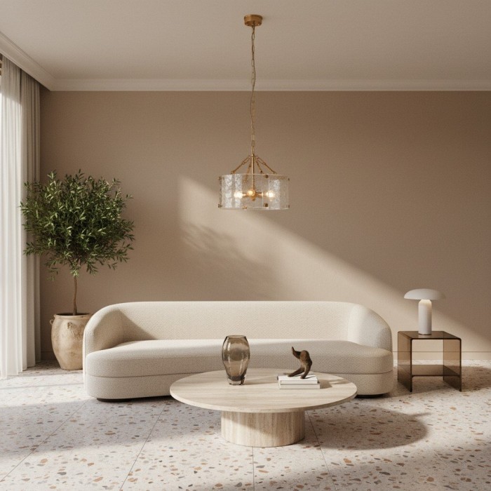 Panellux decoratieve hanglamp - Handgemaakte gebogen glazen panelen met geborsteld messing afwerking voor de hal HL2153