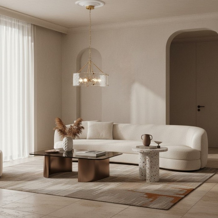 Panellux decoratieve hanglamp - Handgemaakte gebogen glazen panelen met geborsteld messing afwerking voor de hal HL2153