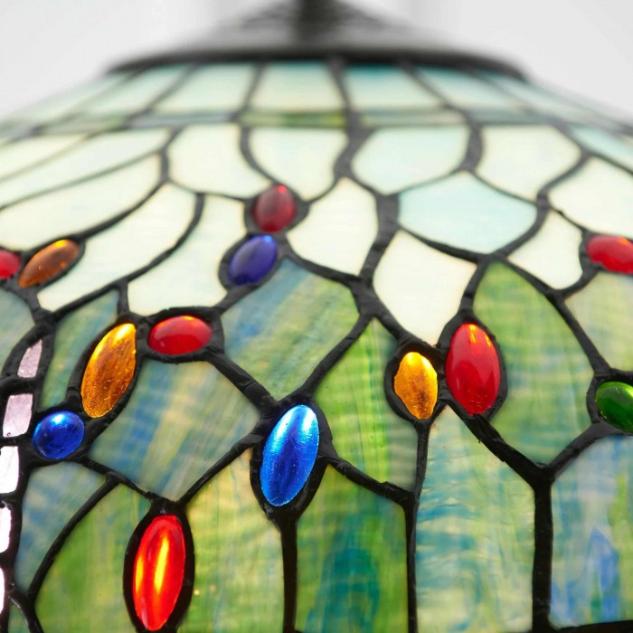 TF Dragonfly Blue Tiffany hanglamp - Art Nouveau hanglamp met glas-in-lood voor de woonkamer HL2045
