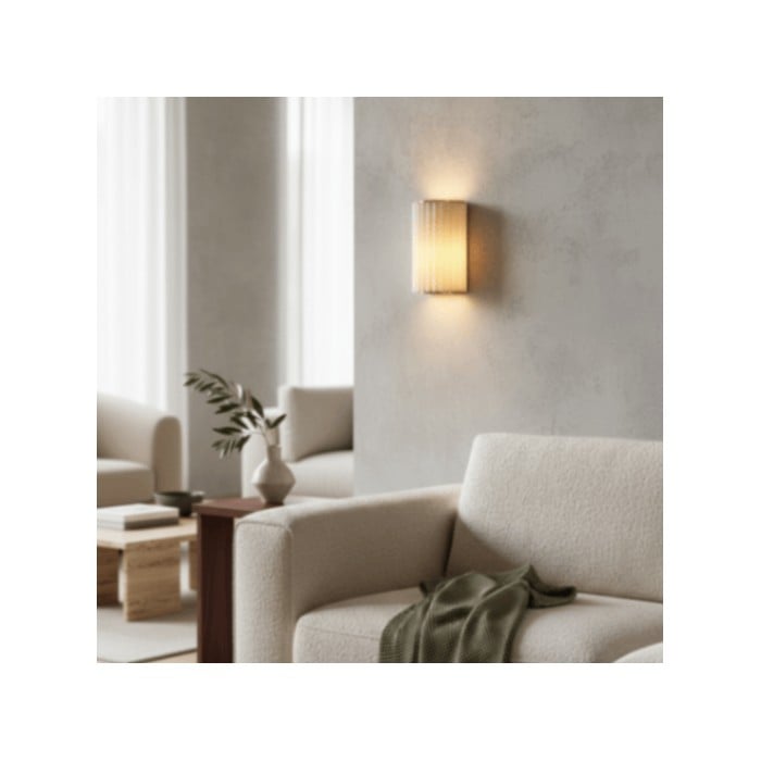 Applique murale festonnée Duova - Laiton antique et tissu en lin, idéale pour le salon et la chambre HL1909