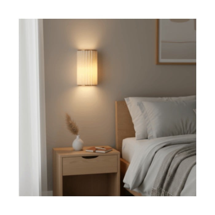 Applique murale festonnée Duova - Laiton antique et tissu en lin, idéale pour le salon et la chambre HL1909