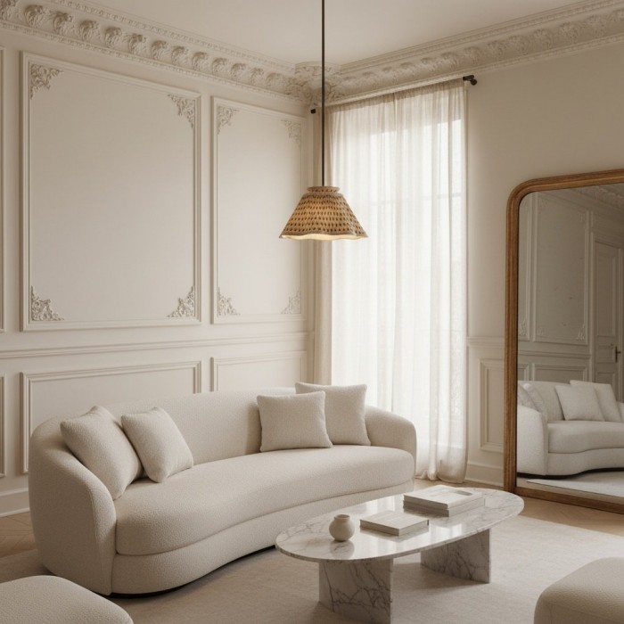 Florevian Modern Linen Pendant Lamp - Art-Inspired Statement Lighting for Dining Space HL1863