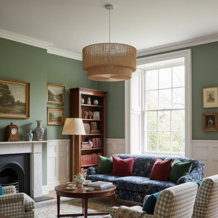 Florevian Woven Jute Hanging Light - Boho Chic Drum Pendant for Living or Dining HL1870