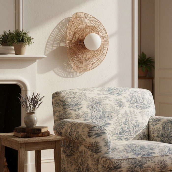 Applique murale tissée Florevian - Applique murale à deux niveaux en jute pour salon ou chambre HL1867