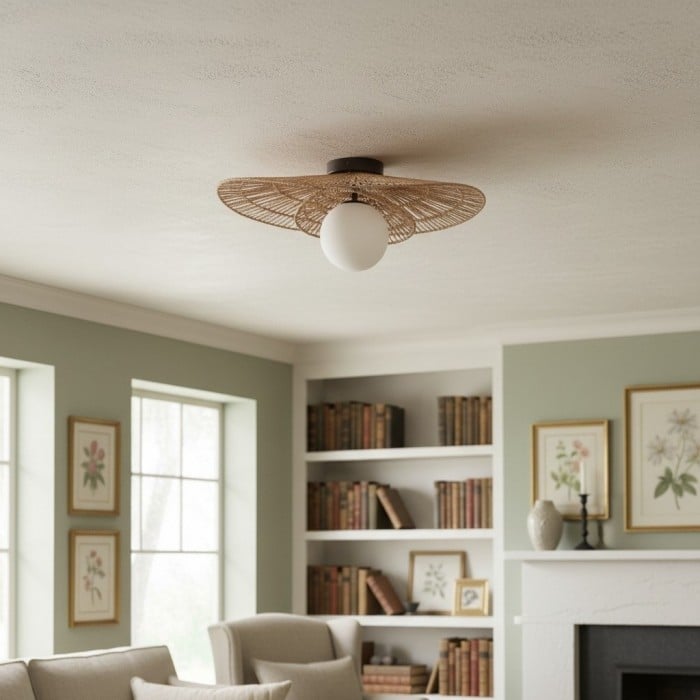 Applique murale tissée Florevian - Applique murale à deux niveaux en jute pour salon ou chambre HL1867