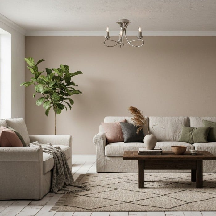 Foline 3-Light Ceiling Fixture with Sweeping Arms - Polished Nickel Semi-Flush for Dining or Entry HL2227