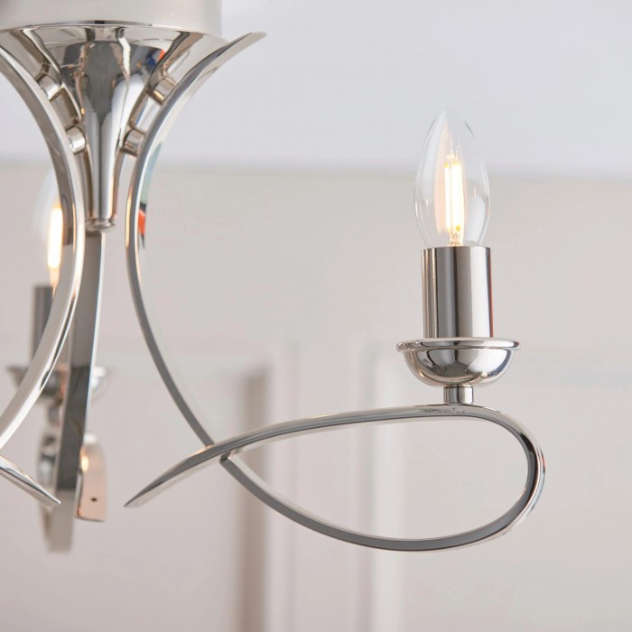 Foline 3-Light Ceiling Fixture with Sweeping Arms - Polished Nickel Semi-Flush for Dining or Entry HL2227