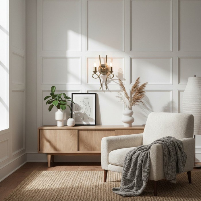 Foline Brushed Brass Wall Light - Timeless Wall Sconce for Living Rooms and Hallways HL2213