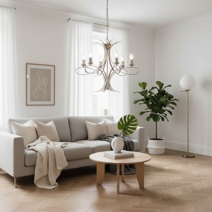 Foline Geometric Light Chandelier - Nickel Finish Ambient Glow for Hallways and Kitchens HL2211