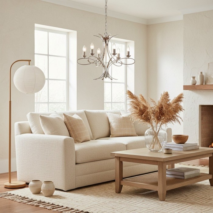 Foline Geometric Light Chandelier - Nickel Finish Ambient Glow for Hallways and Kitchens HL2211