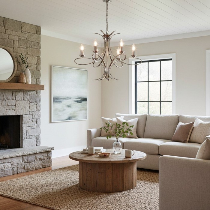 Foline Geometric Light Chandelier - Nickel Finish Ambient Glow for Hallways and Kitchens HL2211