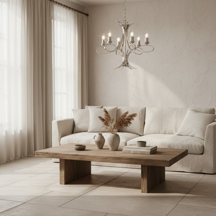 Foline Geometric Light Chandelier - Nickel Finish Ambient Glow for Hallways and Kitchens HL2211