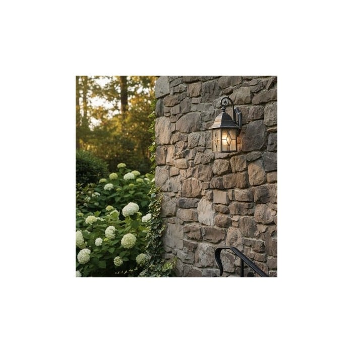 Frostine Traditional Outdoor Wall Light - Leaded Water Glass Lantern for Porch and Patio Lighting HL2168