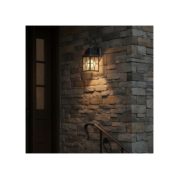 Frostine Traditional Outdoor Wall Light - Leaded Water Glass Lantern for Porch and Patio Lighting HL2168