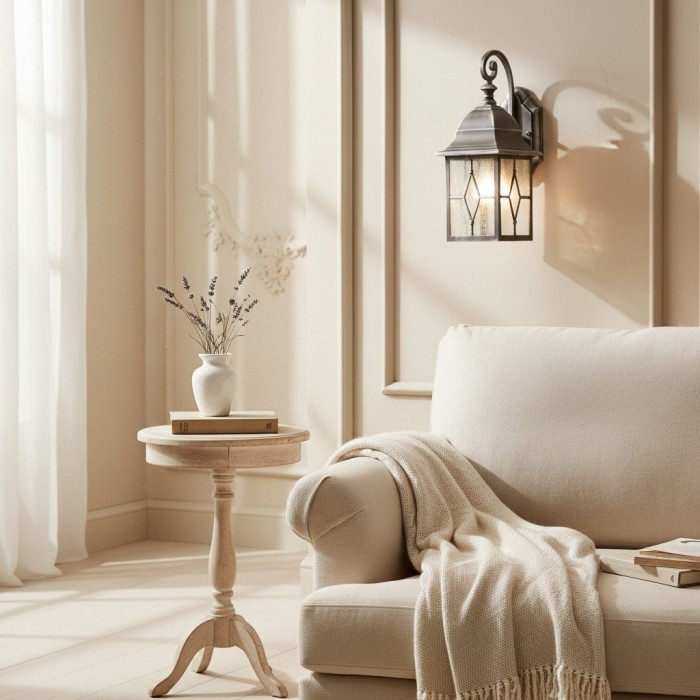 Frostine Traditional Outdoor Wall Light - Leaded Water Glass Lantern for Porch and Patio Lighting HL2168