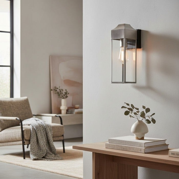 Georgon buitenwandlantaarn - heldere glazen kap, klassieke architectonische stijl voor buitenruimtes HL2203