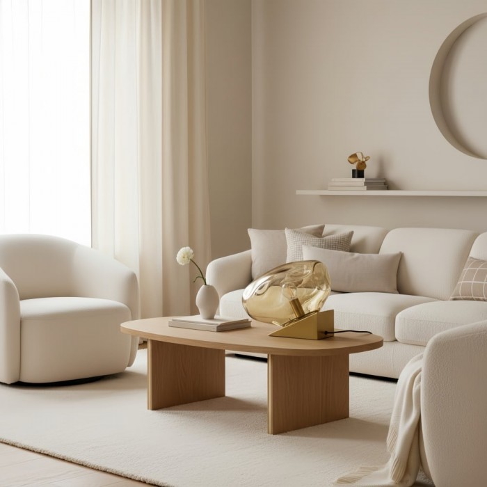 Glissora Glass Table Lamp - Soft Sculptural Glass Form for Living Room or Bedroom HL1994