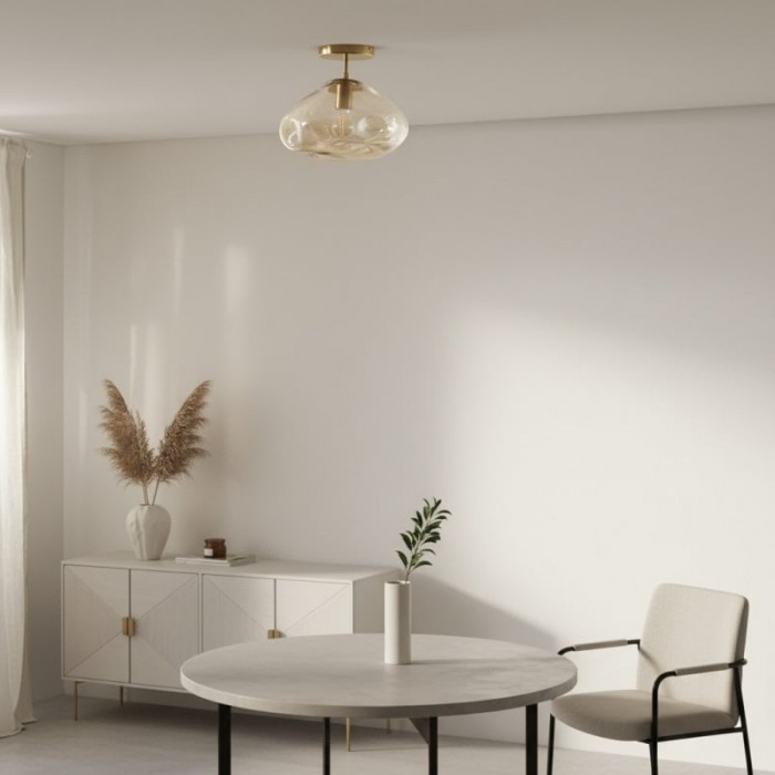 Glissora Reflective Glass Semi-Flush Ceiling Lamp - Sculptural Design, Versatile Finish for Hallways & Dining HL1988