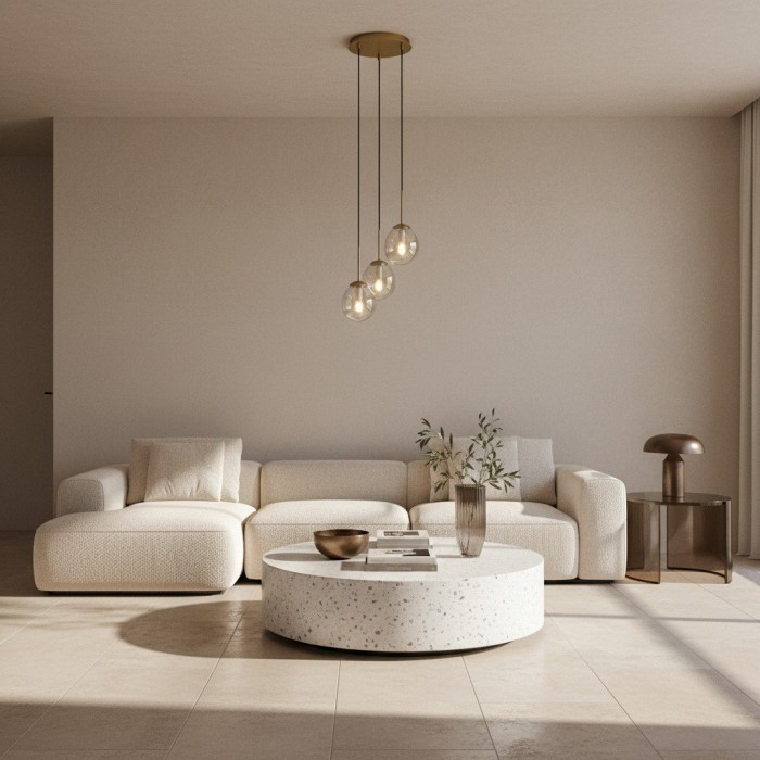 Glissora Hanglamp - Sculpturaal clusterontwerp van getint glas en metaal voor de entree HL1986