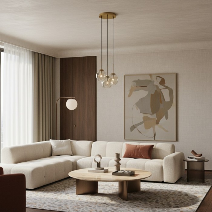 Glissora Hanging Light - Sculptural Cluster Design Tinted Glass and Metal for Entryway HL1986