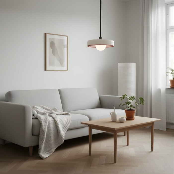 Kalo Modern Pendant Light - Sleek Metal Rod and Disc Orb Glass Design HL2260