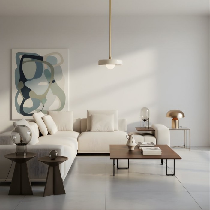 Kalo Modern Pendant Light - Sleek Metal Rod and Disc Orb Glass Design HL2260