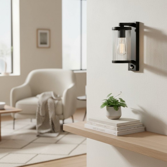 Karbonis Modern Outdoor Wall Sconce - Motion Sensor Security Light for Porch and Garden HL2205