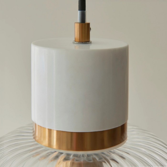 Korlisse Natural Stone and Glass Pendant Light - Stylish Lamp for Lounge or Living Room HL2124